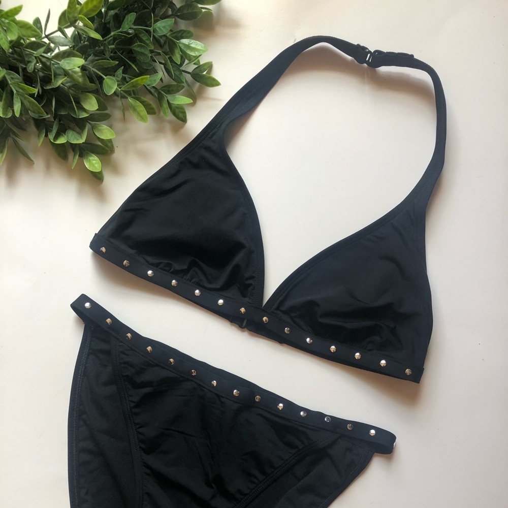 🍋EUC BAJA BLUE~BLACK BIKINI WITH SILVER DETAIL - Picture 9 of 9